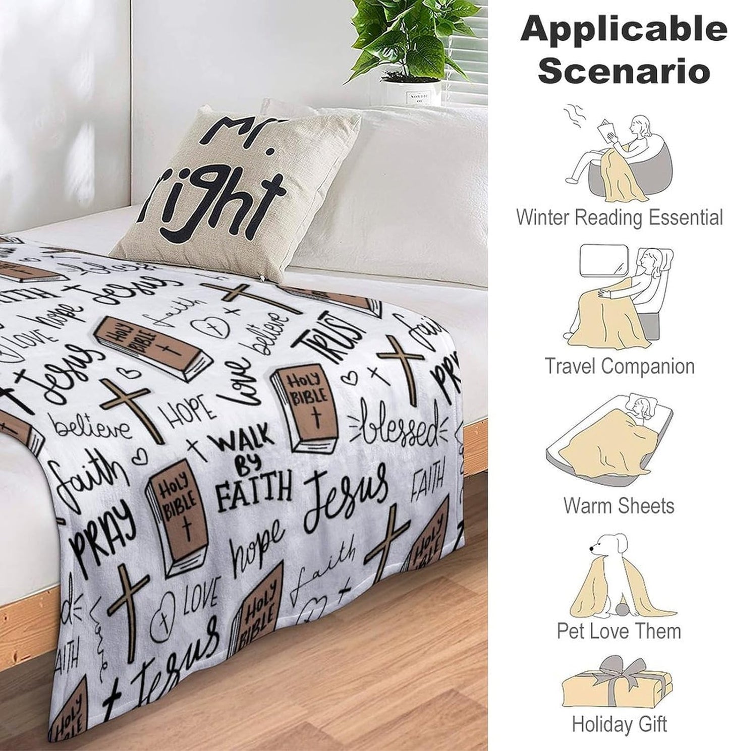 Super Soft Christian Bible Jesus Fleece Blanket