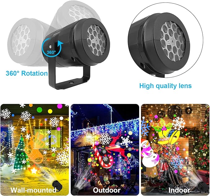 16-Pattern USB Christmas Projector – Home & Car Holiday Magic!
