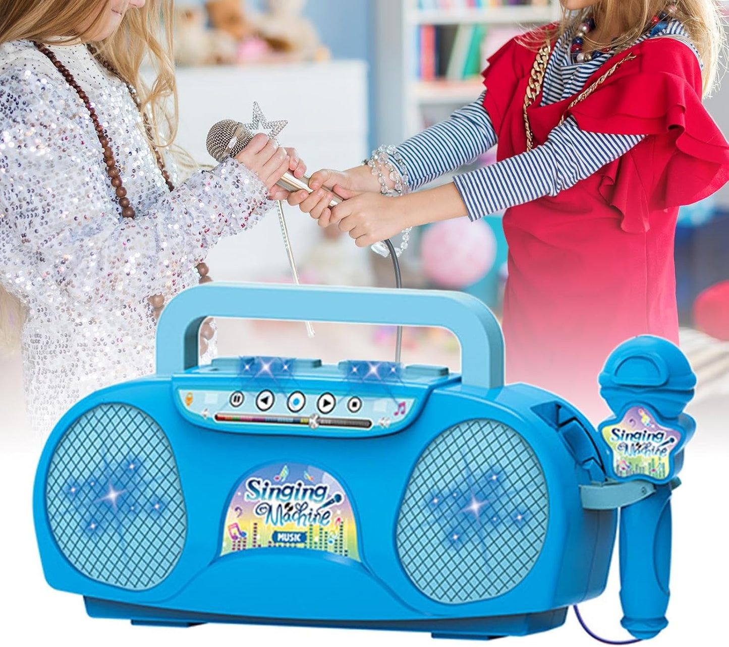 Kids Karaoke Machine with Mic & Guitar – Sing & Play with Lights!