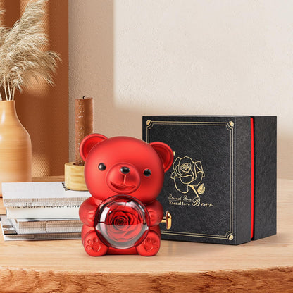 Cute Teddy Bear with Preserved Rose