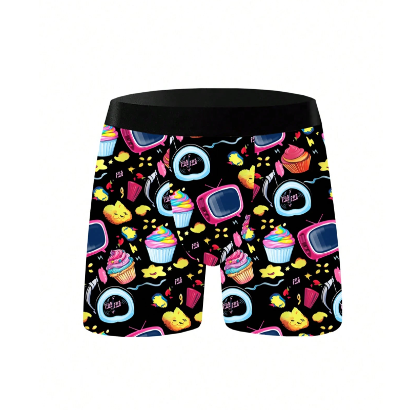 Men's Cartoon Tie-Dye Striped Boxer Briefs