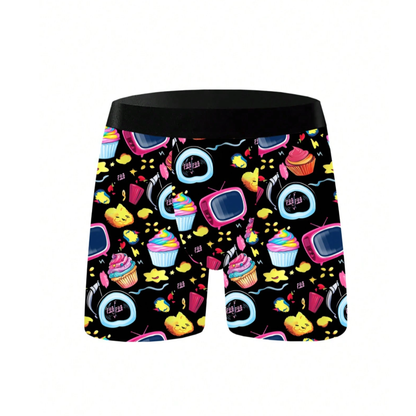 Men's Cartoon Tie-Dye Striped Boxer Briefs