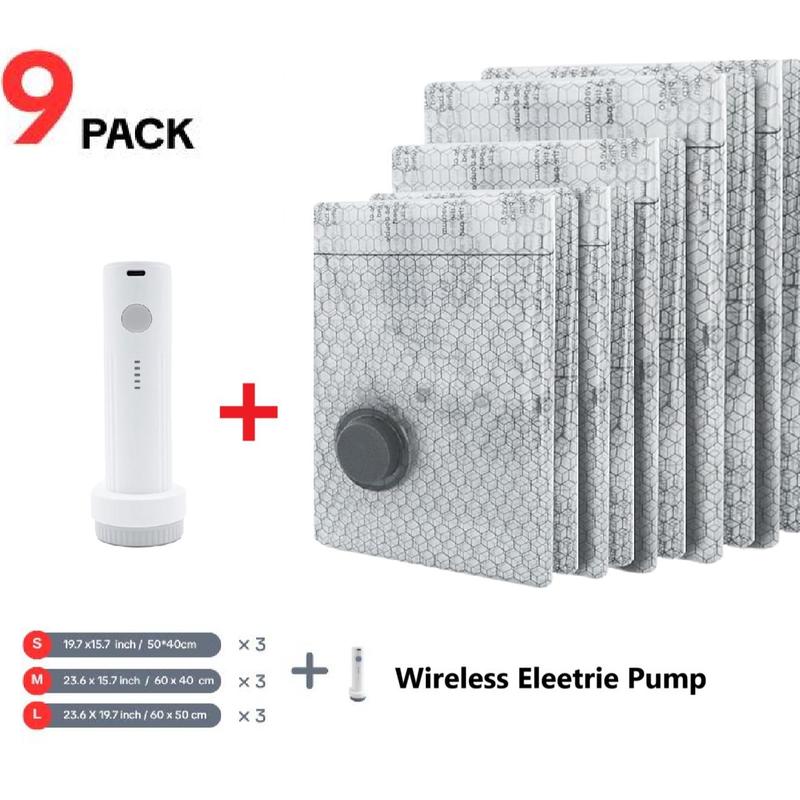 Cordless Rechargeable Vacuum Compression Bag Set