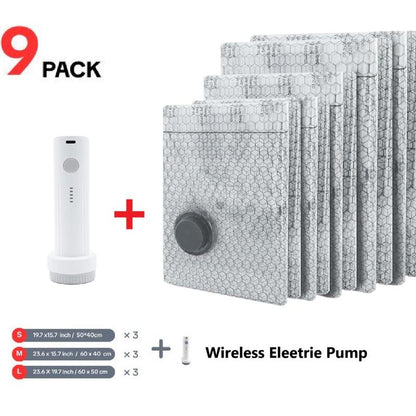 Cordless Rechargeable Vacuum Compression Bag Set