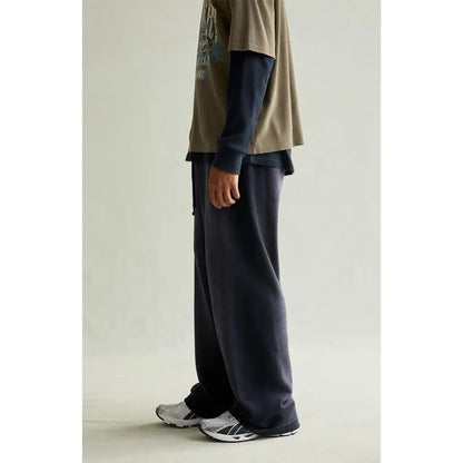 Men's Navy Washed Fleece Extreme Baggy Sweatpants