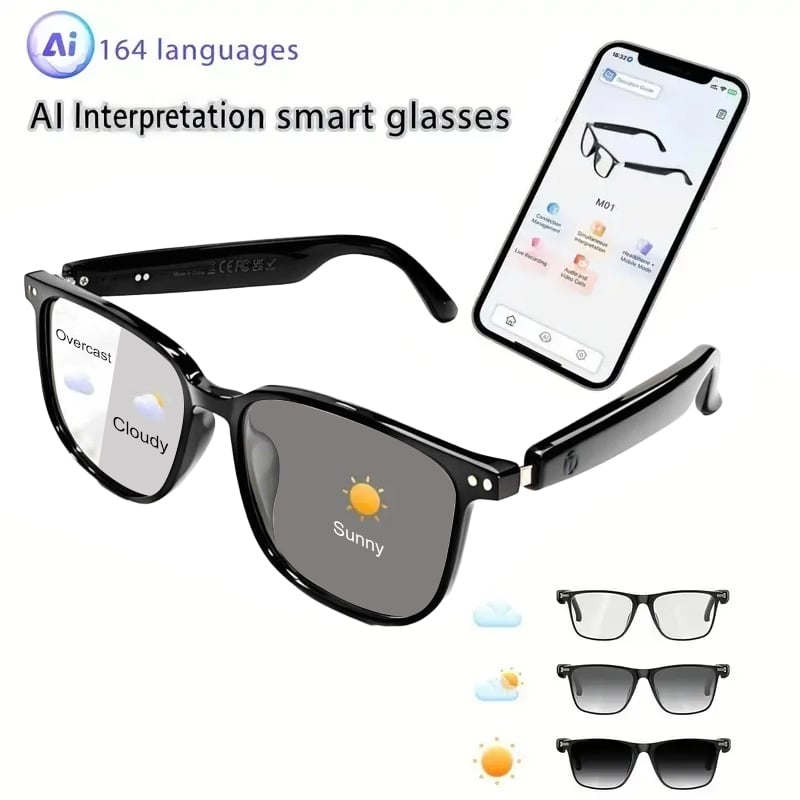🔥AI Chat Smart Glasses: Translation + Photochromic & Hands-Free Audio