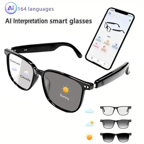 🔥AI Chat Smart Glasses: Translation + Photochromic & Hands-Free Audio