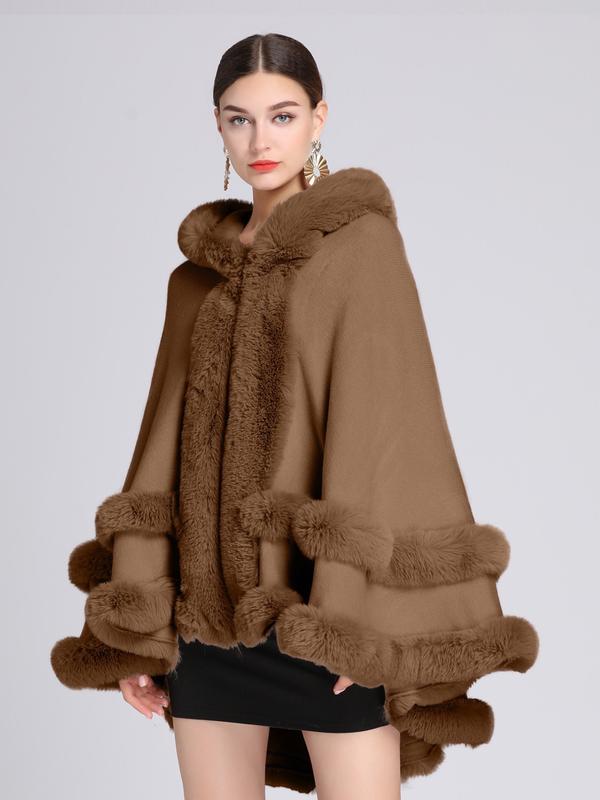 Luxury Faux Fur Hooded Cape