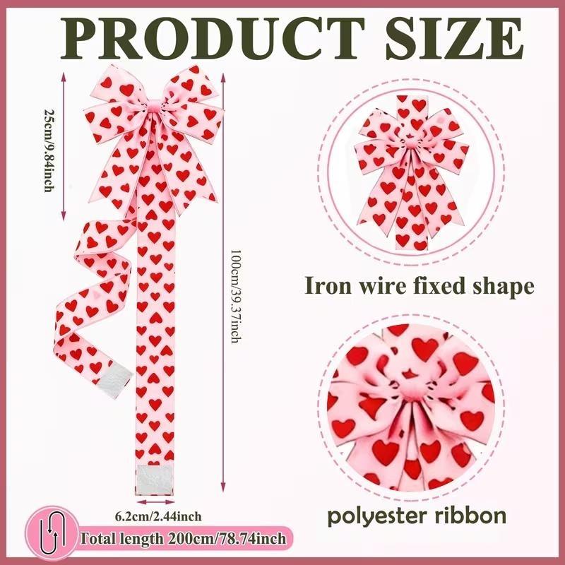 Valentine's Day Pink Heart Large Bow Decoration