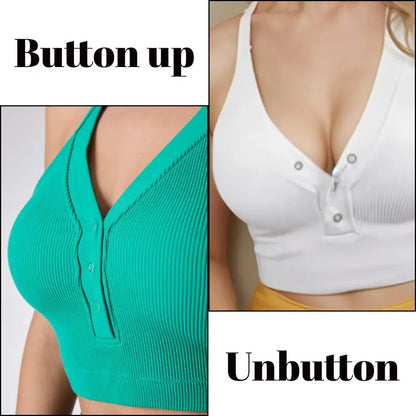 V-Neck Ribbed Sports Bra