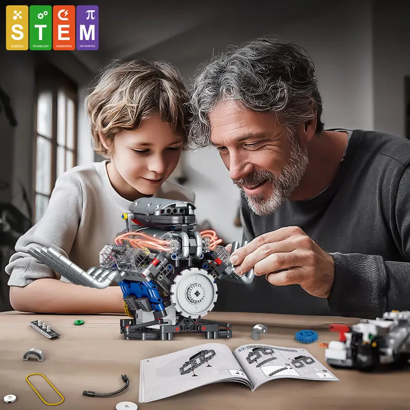 665PCS Working V8 Engine Model Kit