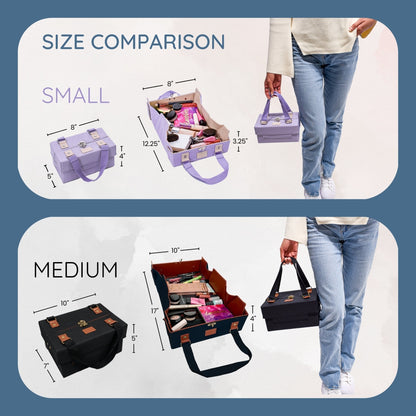 Leather Cosmetic Bag That Opens Into a Tray