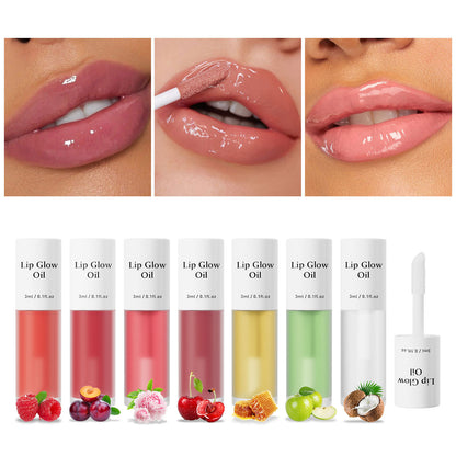 🌈 7-Color Fruit-Flavored Lip Oil - Hydrating Moisturizing Mirror-Gloss Lip Gloss