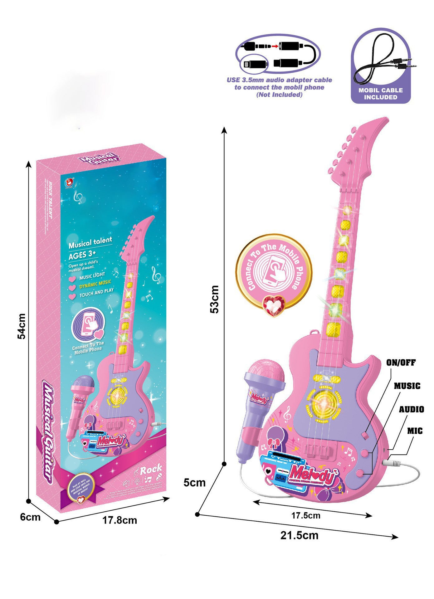 Kids Karaoke Machine with Mic & Guitar – Sing & Play with Lights!