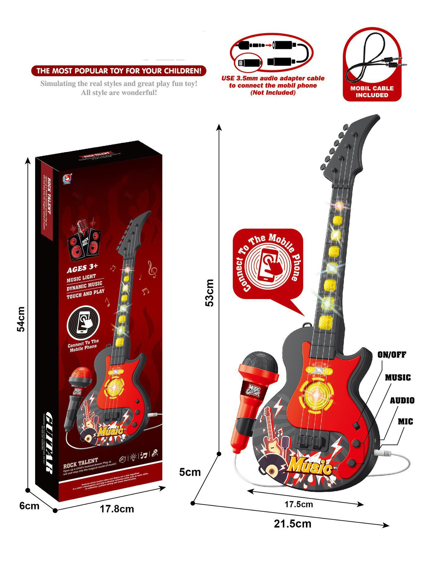 Kids Karaoke Machine with Mic & Guitar – Sing & Play with Lights!