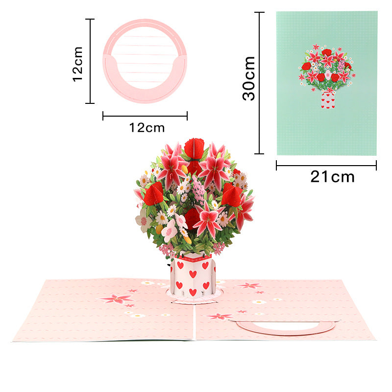 🌸 Valentine’s 3D Flower Bouquet Pop-Up Card