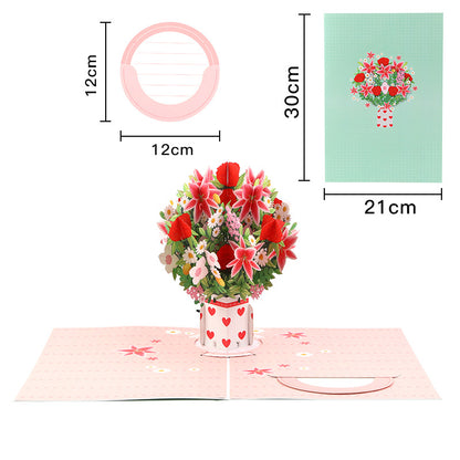 🌸 Valentine’s 3D Flower Bouquet Pop-Up Card