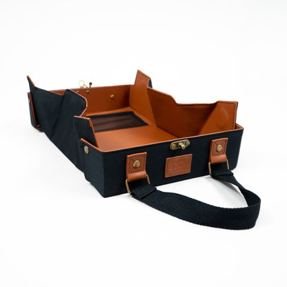 Leather Cosmetic Bag That Opens Into a Tray