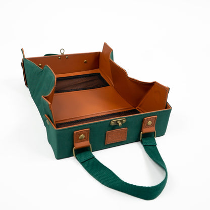 Leather Cosmetic Bag That Opens Into a Tray