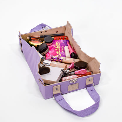 Leather Cosmetic Bag That Opens Into a Tray