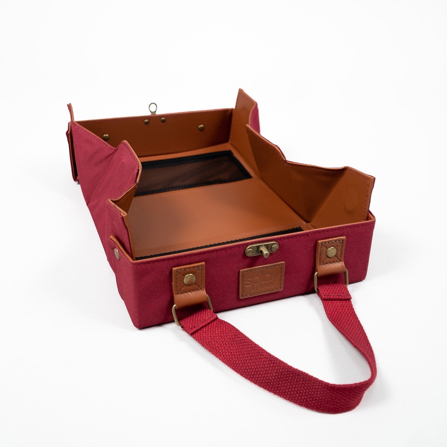 Leather Cosmetic Bag That Opens Into a Tray