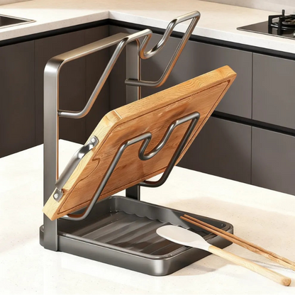 Multi-Functional Kitchen Storage Rack: Pot Lid, Spatula & Cutting Board Organizer