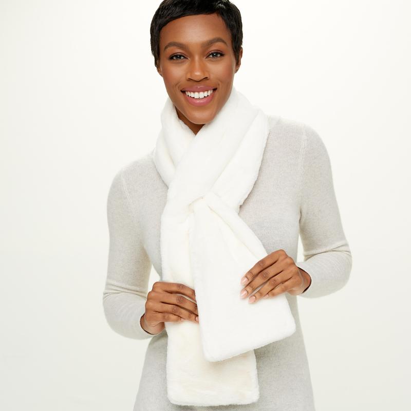 Faux Fur Scarf With Hidden Zipper Pocket