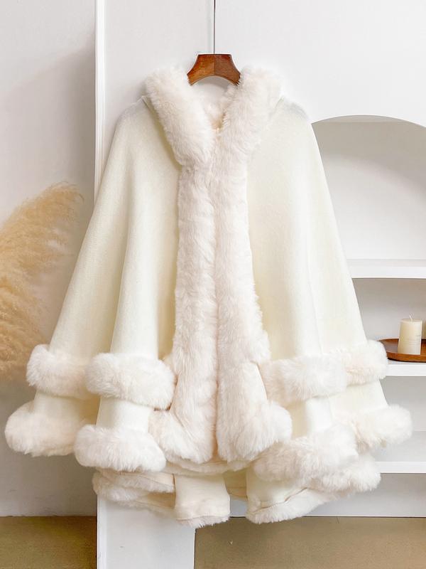Luxury Faux Fur Hooded Cape