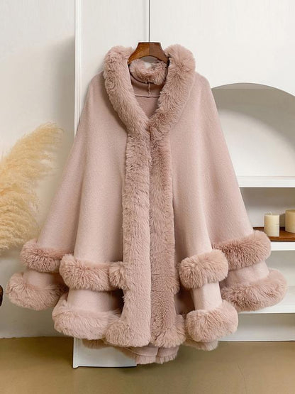 Luxury Faux Fur Hooded Cape