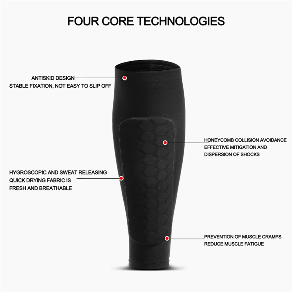 2X Outdoor Soccer/Football Shin Guards - Honeycomb Calf Protective Gear