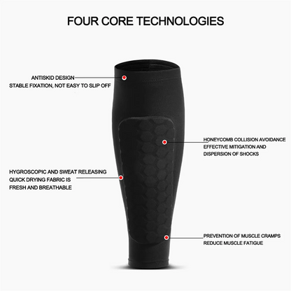 2X Outdoor Soccer/Football Shin Guards - Honeycomb Calf Protective Gear