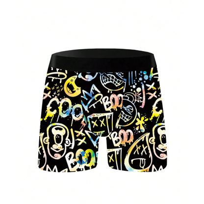 Men's Cartoon Tie-Dye Striped Boxer Briefs