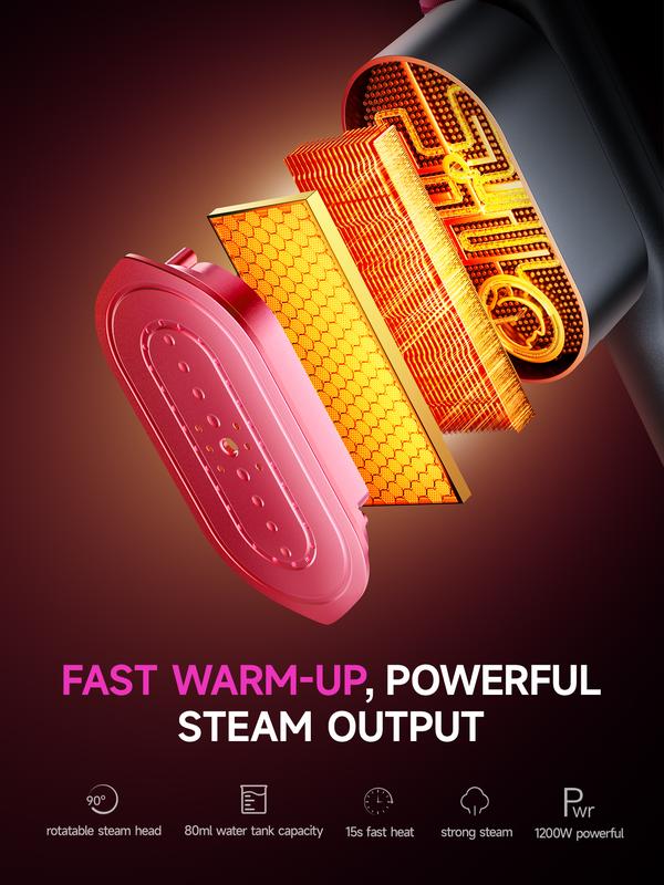 Portable Garment Steamer - 5s Heat, 7 Modes, Swivel Handle
