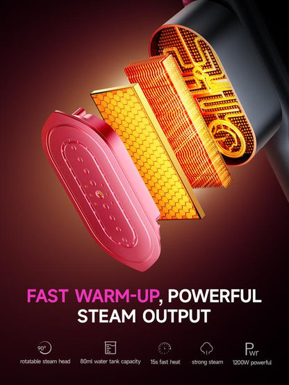 Portable Garment Steamer - 5s Heat, 7 Modes, Swivel Handle