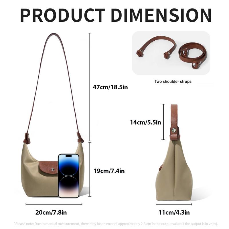 Stylish Nylon Crescent Satchel with Adjustable Strap