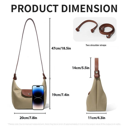 Stylish Nylon Crescent Satchel with Adjustable Strap