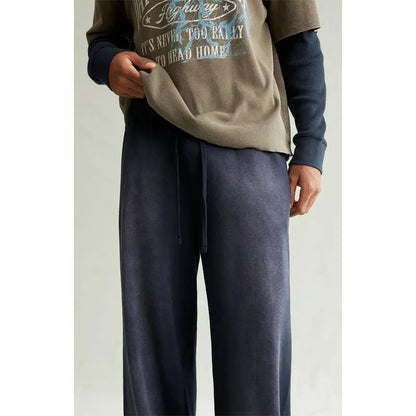 Men's Navy Washed Fleece Extreme Baggy Sweatpants