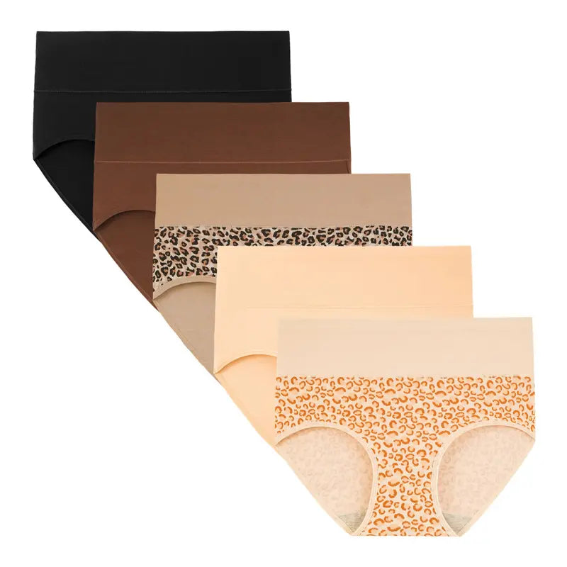 Women's High Waisted Cotton Panties 5-Pack