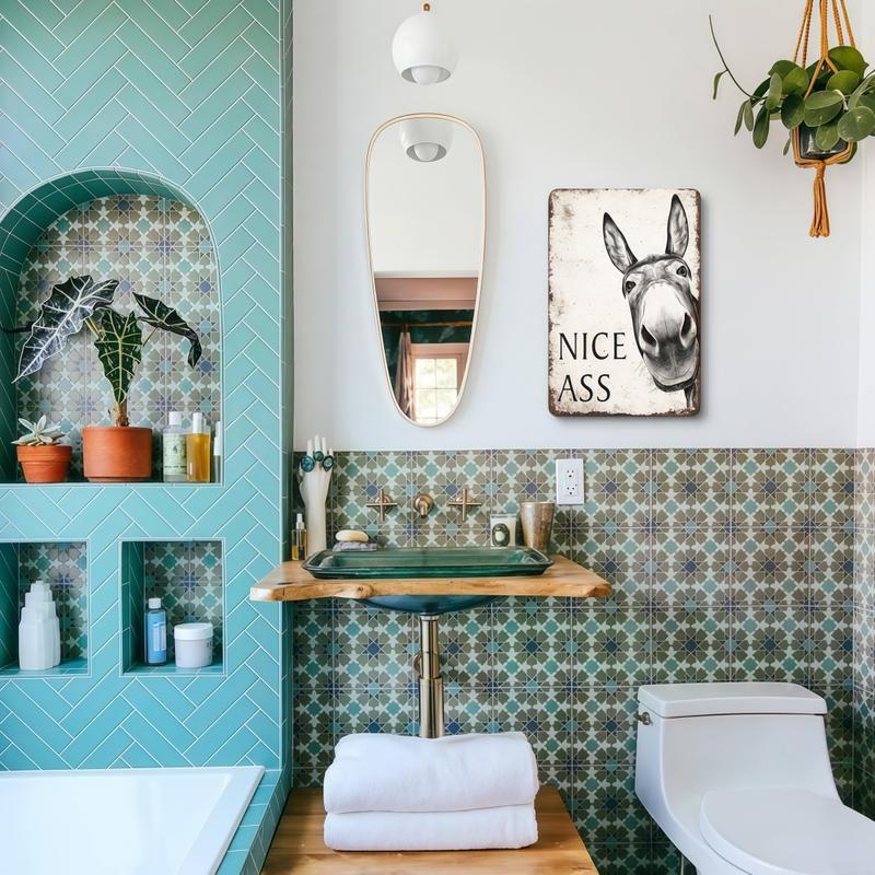 Funny Donkey "Cheese Heads" Bathroom Art Sign