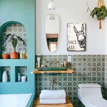 Funny Donkey "Cheese Heads" Bathroom Art Sign