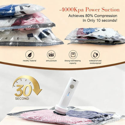 Cordless Rechargeable Vacuum Compression Bag Set