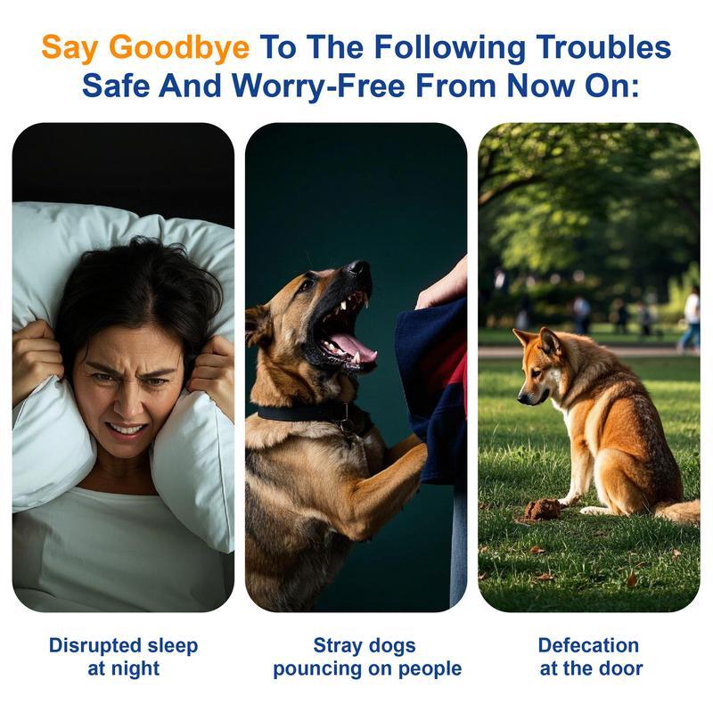 30FT Sonic Dog Bark Deterrent with LED Flashlight