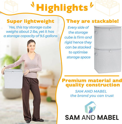 Stackable and Foldable Cube Toy Organizer and Storage Bin