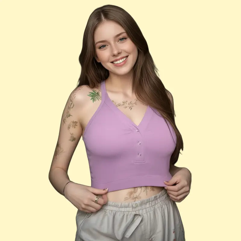 V-Neck Ribbed Sports Bra