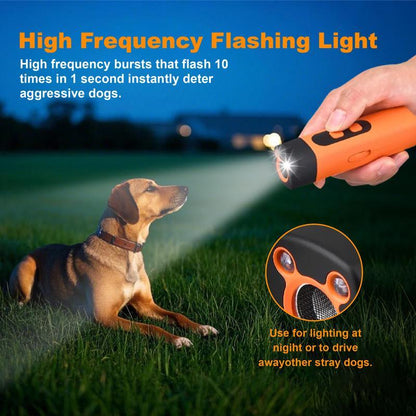 30FT Sonic Dog Bark Deterrent with LED Flashlight