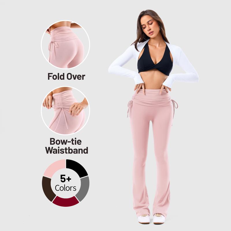 Fold Over No Front Seam Flared Leggings