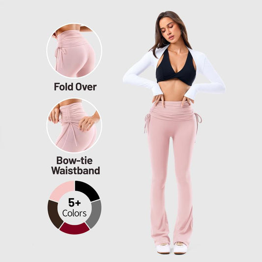 Fold Over No Front Seam Flared Leggings