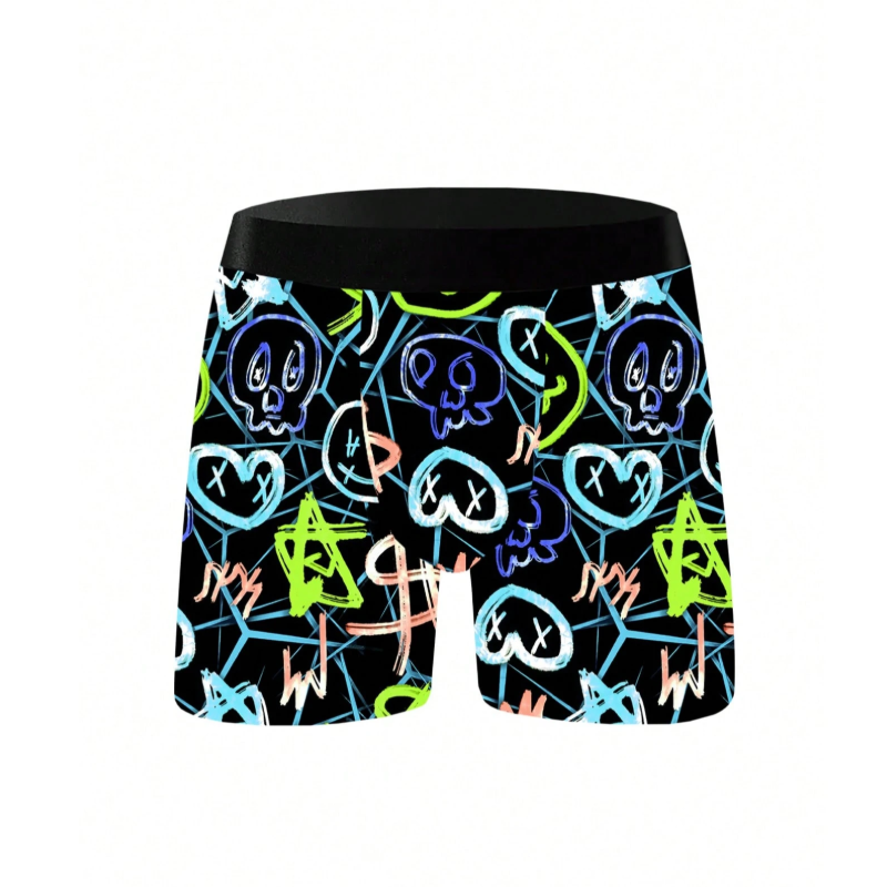 Men's Cartoon Tie-Dye Striped Boxer Briefs