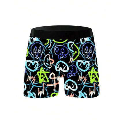 Men's Cartoon Tie-Dye Striped Boxer Briefs