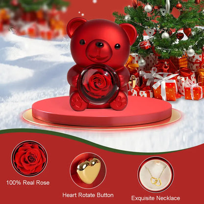 Cute Teddy Bear with Preserved Rose